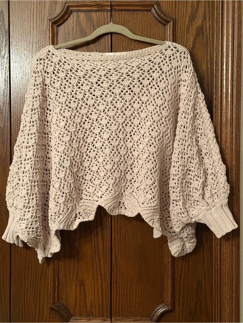 Jessica Simpson Cream Crochet Off-the-Shoulder Sweater